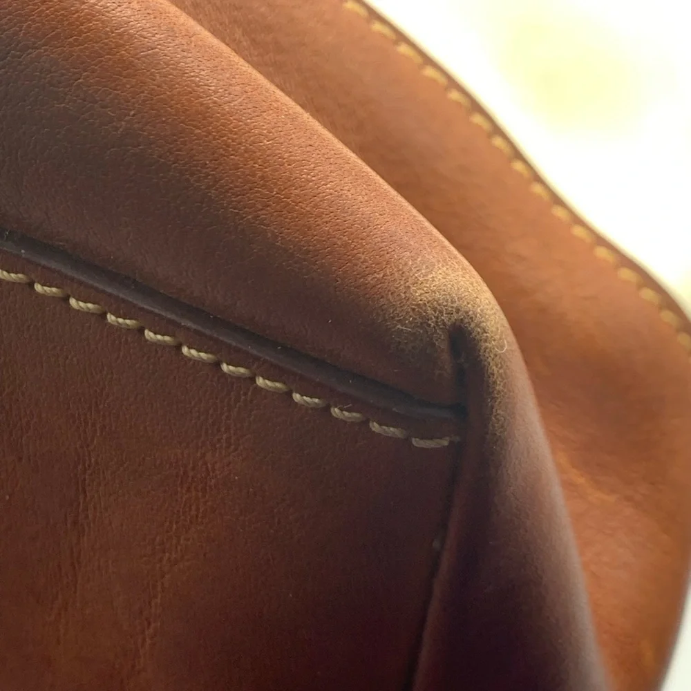 DOONEY And BOURKE genuine florentine vacchetta white leather satchel bag - Picture 12 of 16